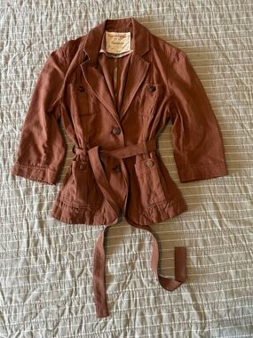 Cartonnier by Anthropologie Rust Brown Tailored Belted Blazer